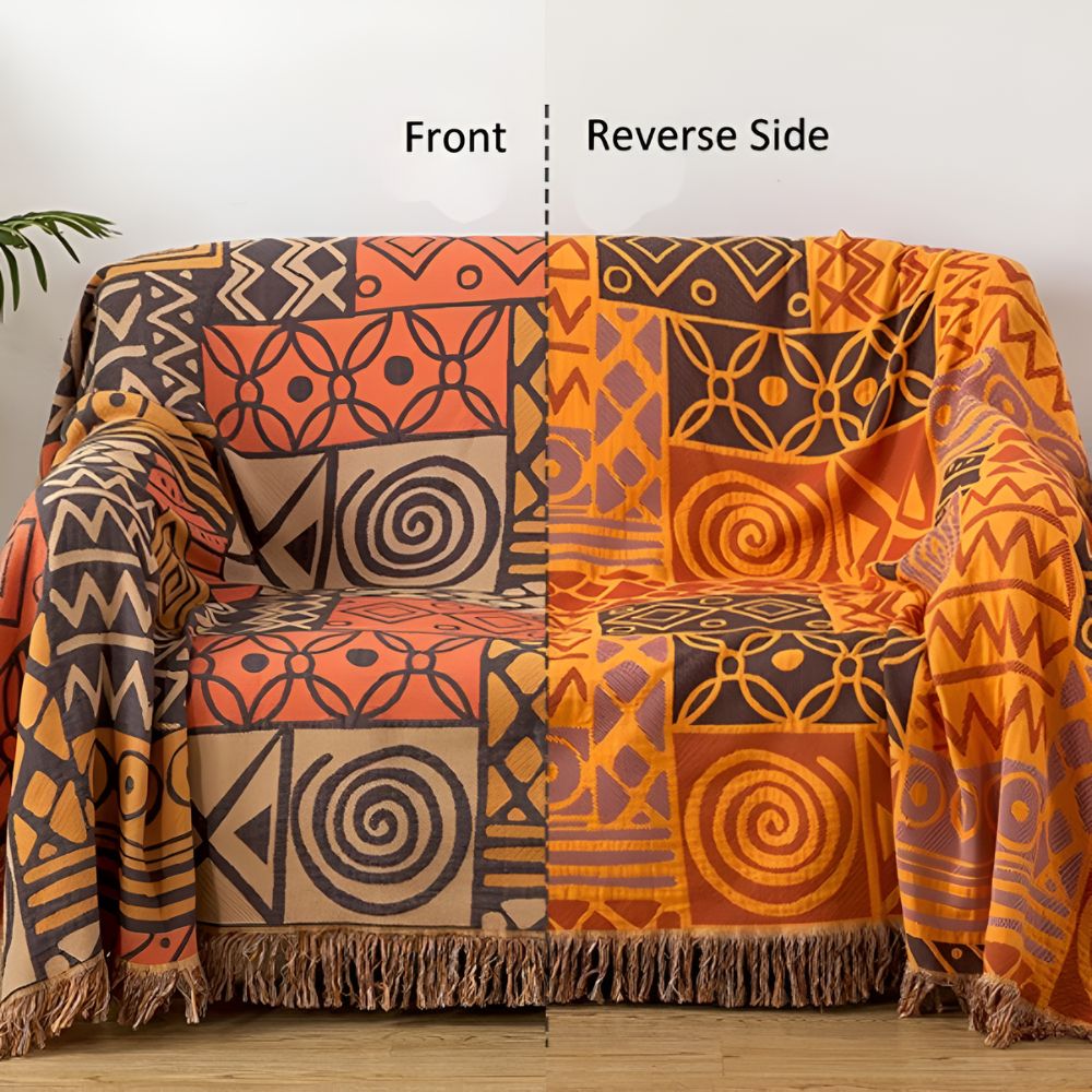 Tribal Patchwork Wendbare Quasten Baumwolldecke