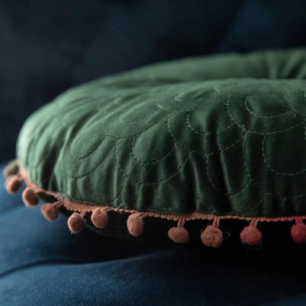 Veloura Runde Vintage Gepolsterte Ottoman Kissenauflage