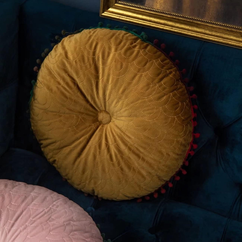 Veloura Runde Vintage Gepolsterte Ottoman Kissenauflage