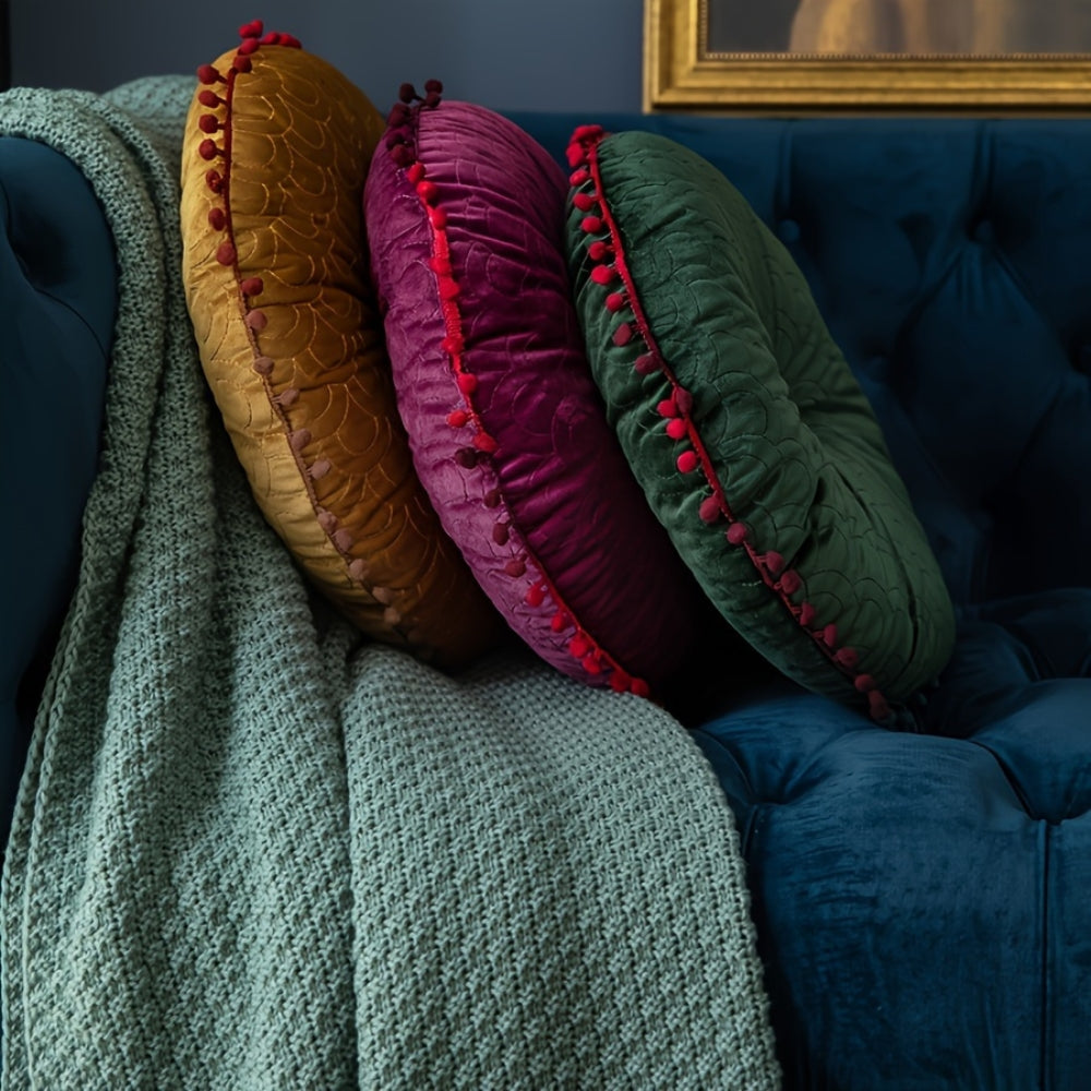 Veloura Runde Vintage Gepolsterte Ottoman Kissenauflage