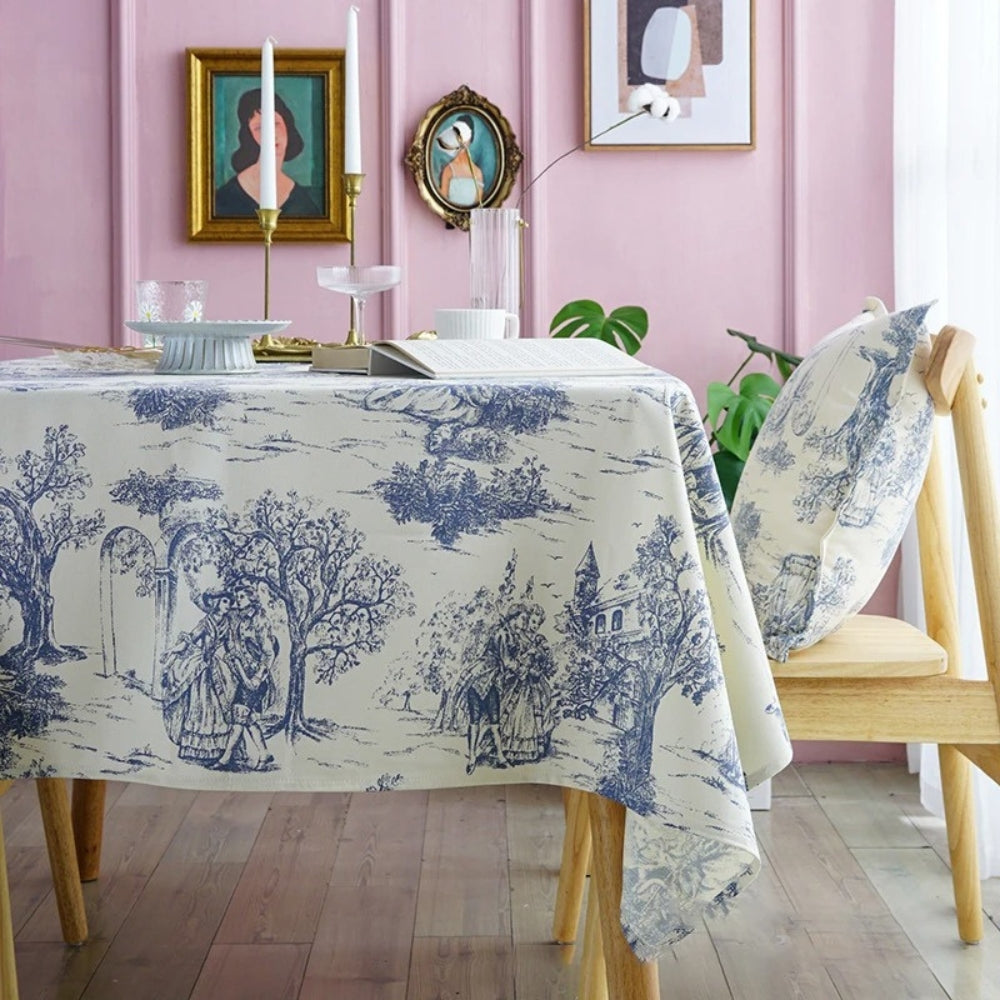 Französische Klassische Blaue Vintage Tischdecke