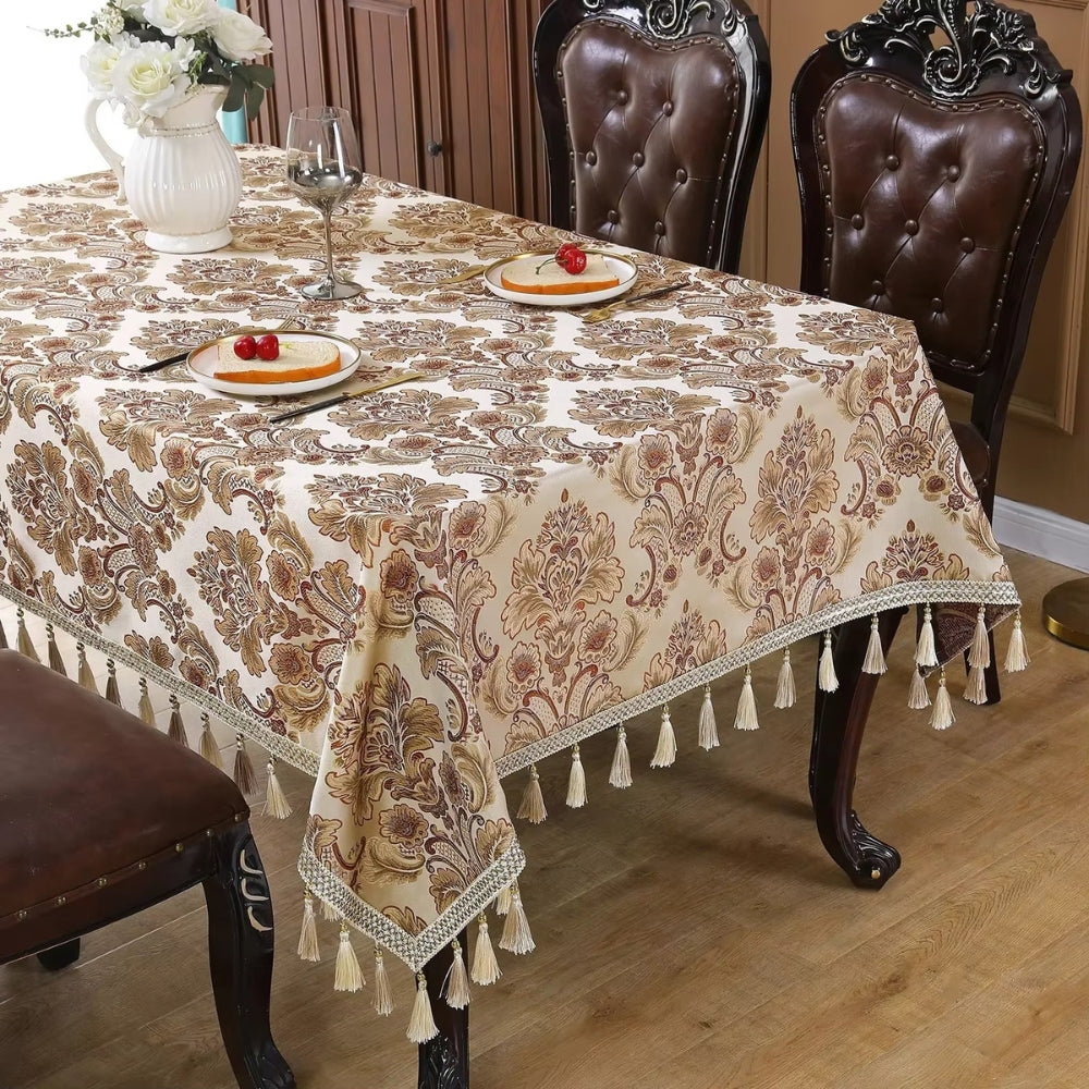Vintessa Vintage Bestickte Quasten-Tischdecke