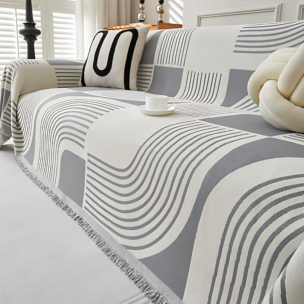 Wellenstreifen Boho Sofabezug