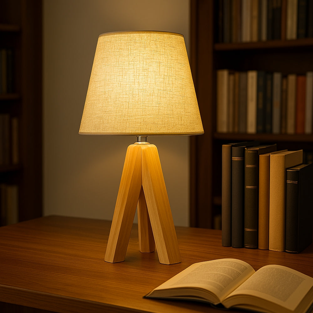 Holz-Stativ USB Tischlampe
