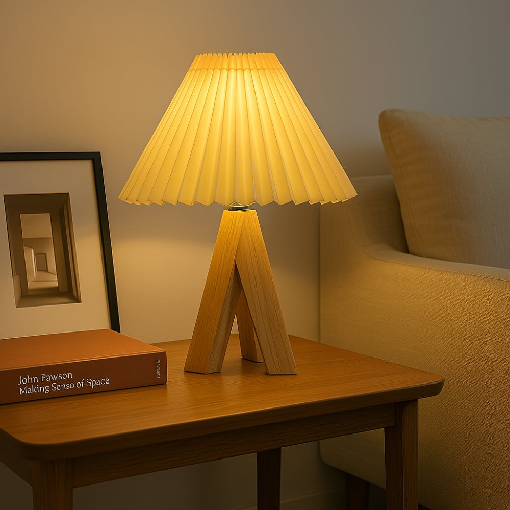 Holz-Stativ USB Tischlampe