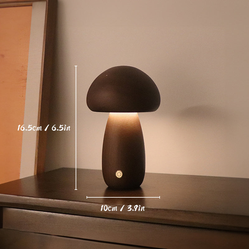 Wiederaufladbare Holzpilz Tischlampe