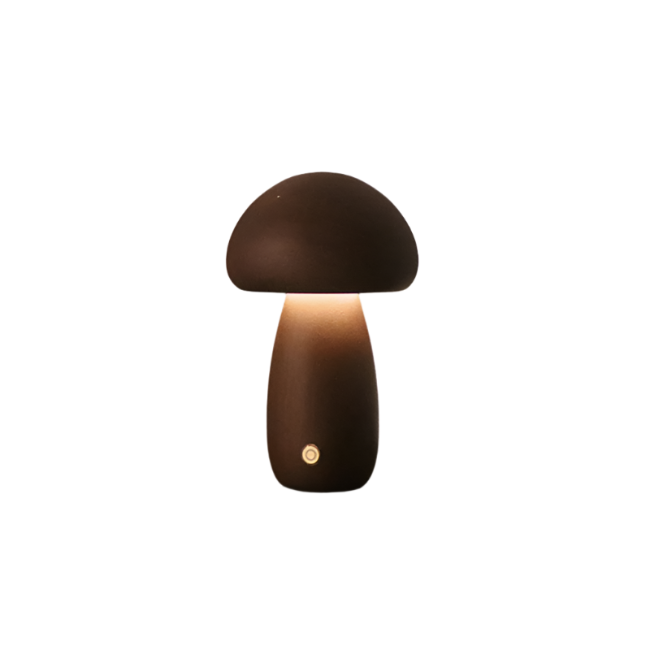 Wiederaufladbare Holzpilz Tischlampe