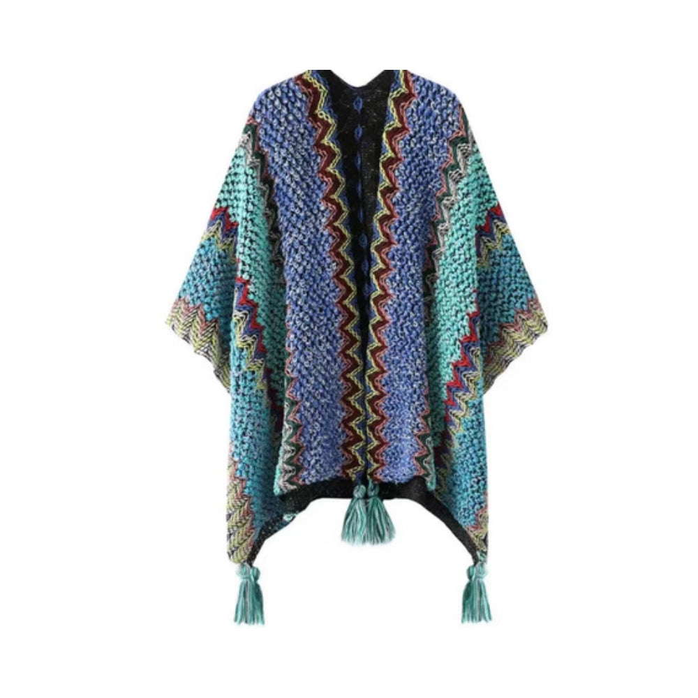 Zayla Quasten gestreifter Poncho Schal