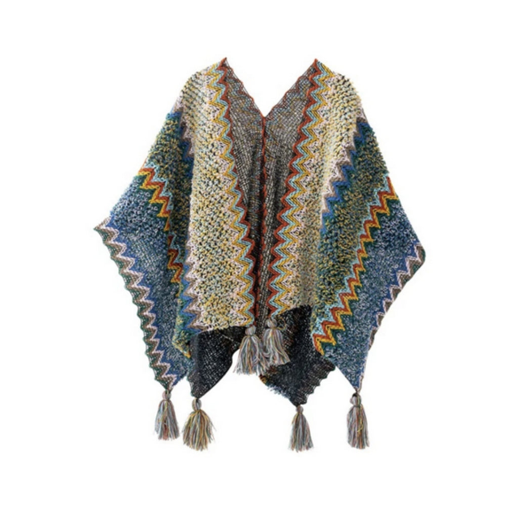 Zayla Quasten gestreifter Poncho Schal