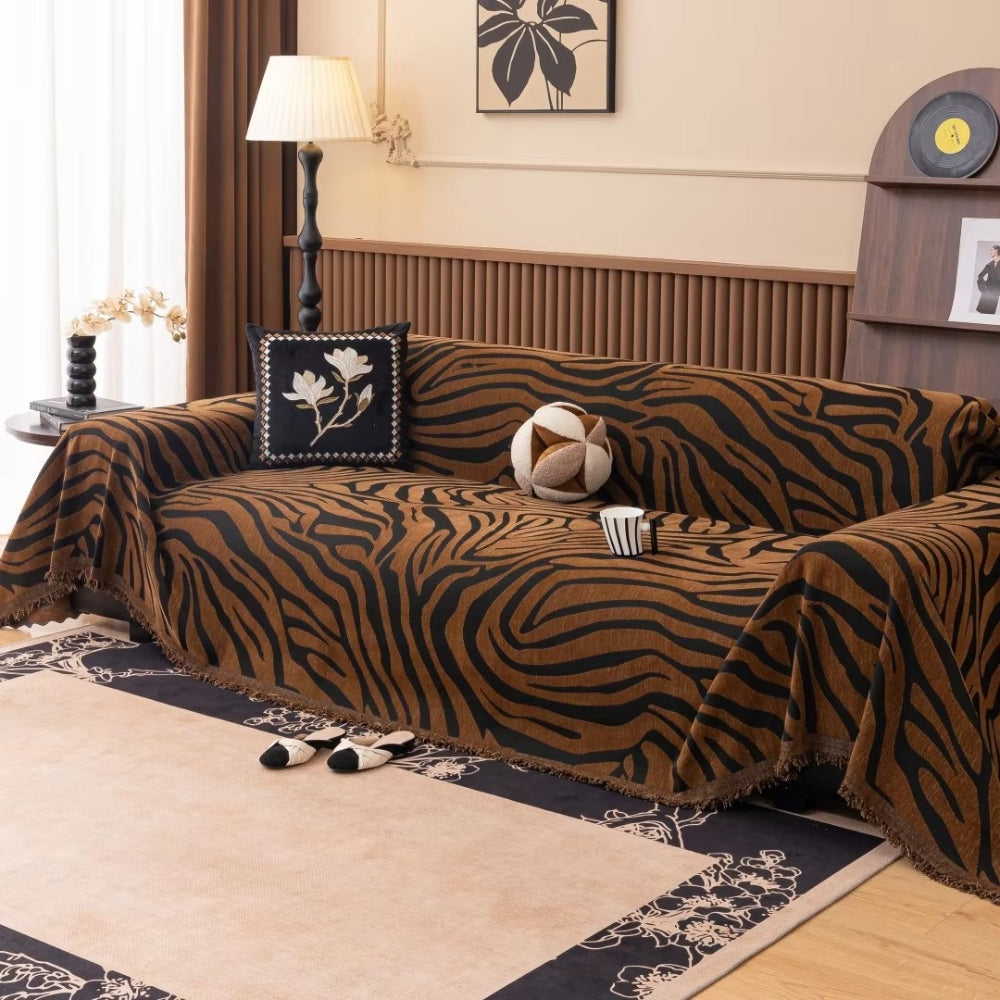 Zentara Chenille Zebra Geometrisches Sofaüberwurf
