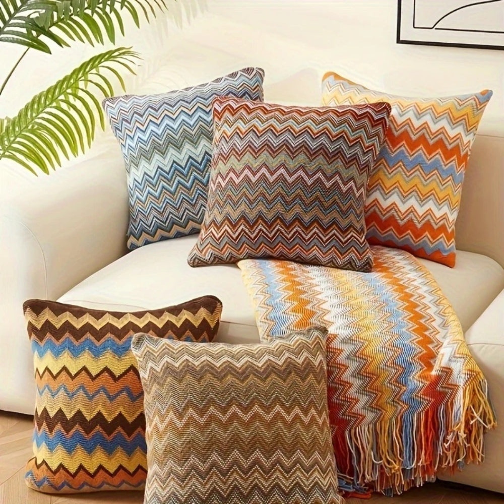 Zigzag Strick Boho Kissenbezug