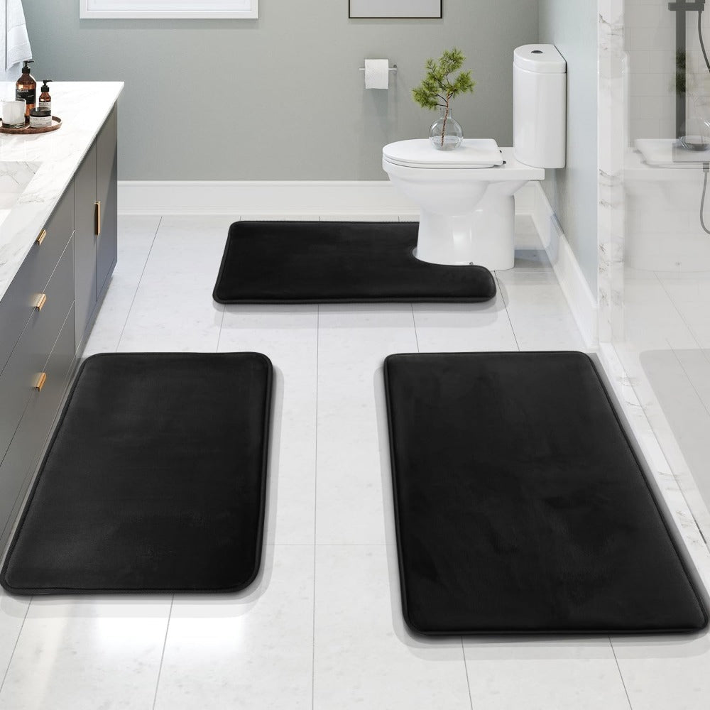 Luxuriöse Samt-Memory-Schaum-Badematte - 3er Set