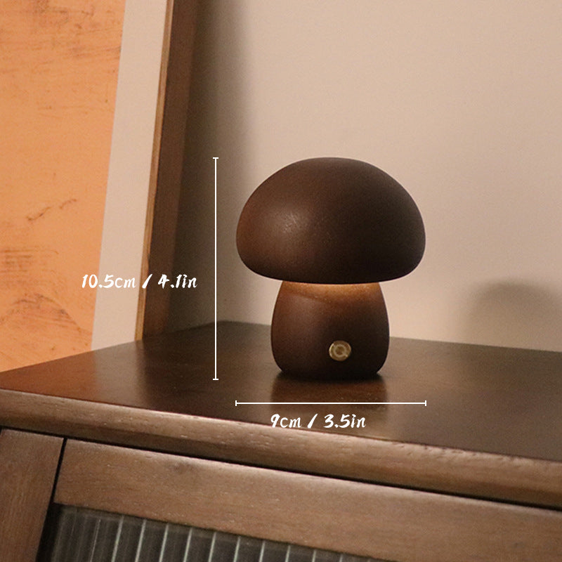 Wiederaufladbare Holzpilz Tischlampe