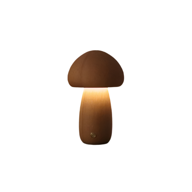 Wiederaufladbare Holzpilz Tischlampe