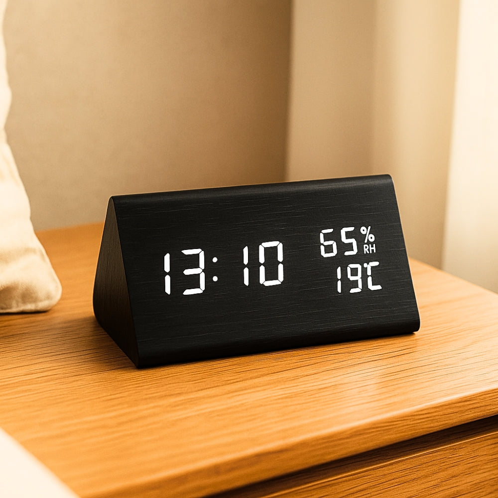 Elora Holz LED Wecker Digitalanzeige